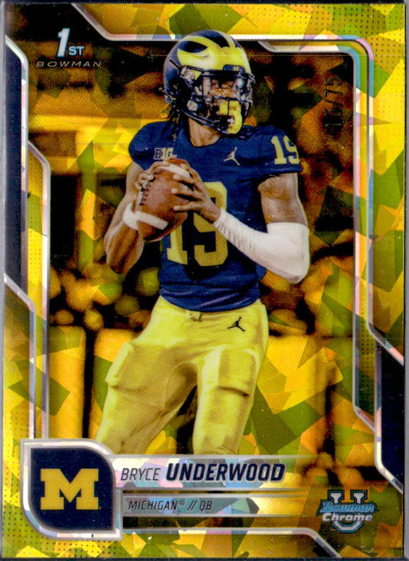 Product Bryce Underwood RC 2025 Bowman University Chrome Sapphire Yellow Rookie SP 15/75 Link