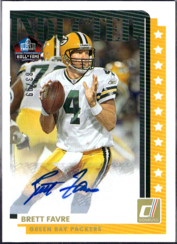 Brett Favre 2025 Donruss Hall Of Fame Inducted Auto SP 83/99
