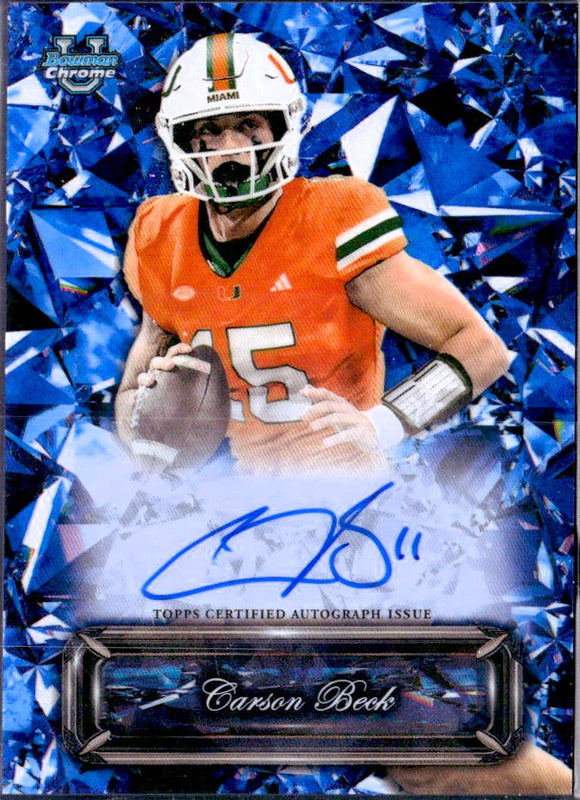 Product Carson Beck RC 2025 Bowman University Chrome Sapphire Selections Rookie Auto Link