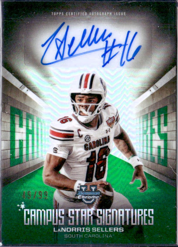 Product Lanorris Sellers RC 2025 Bowman U Chrome Green Campus Star Signatures Rookie Auto SP 49/99 Link