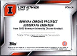 Luke Altmyer RC 2025 Bowman University Chrome Sapphire Orange Rookie Auto SP 22/25