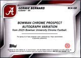 Germie Bernard RC 2025 Bowman University Chrome Sapphire Orange Rookie Auto SP 9/25