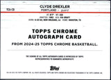 Clyde Drexler 2024-25 Topps Chrome Sapphire Signature Auto