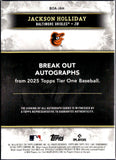 Jackson Holliday 2025 Topps Tier One Green Break Out On Card Auto SP 4/25