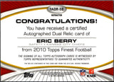 Eric Berry RC 2010 Topps Finest Silver Rookie Dual Patch Auto SP 46/75