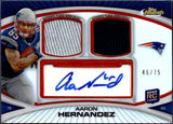 Aaron Hernandez RC 2010 Topps Finest Refractor Dual Rookie Patch Auto SP 46/75