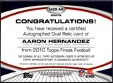 Aaron Hernandez RC 2010 Topps Finest Refractor Dual Rookie Patch Auto SP 46/75