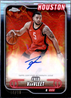 Fred Vanvleet RC 2024 Topps Chrome Black Refractor Auto SP 6/10-1