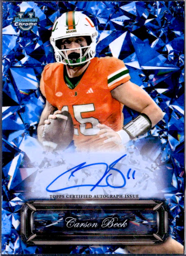 Carson Beck RC 2025 Bowman U Sapphire Selections Rookie Auto