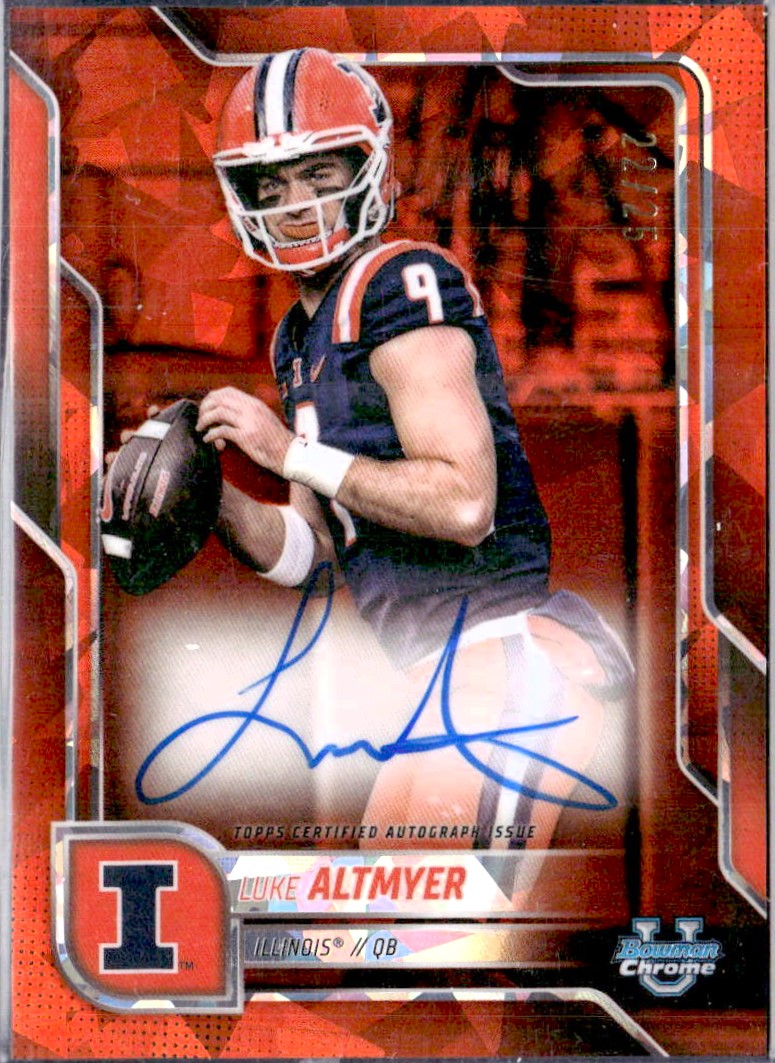 Luke Altmyer RC 2025 Bowman U Sapphire Orange Rookie Auto SP 22/25-1