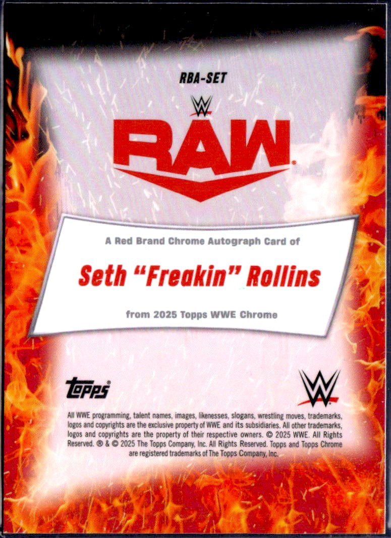 Seth Rollins 2025 Topps Chrome WWE Orange Geometric Red Brand Auto SP 24/25