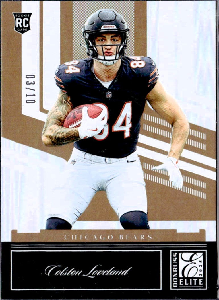 Colston Loveland RC 2025 Donruss Elite Throwback Gold Rookie SP 3/10-1