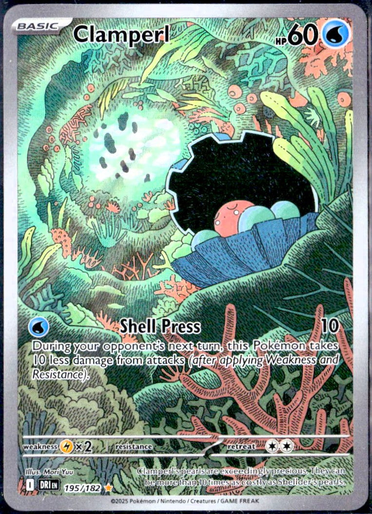 Clamperl 2025 Pokemon Destined Rivals Full Art #195/182