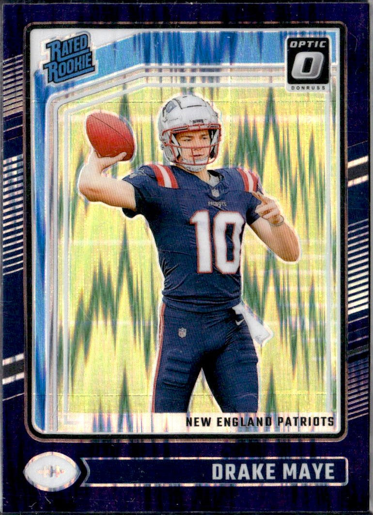 Drake Maye RC 2024 Donruss Optic Purple Shock Rated Rookie #229-1