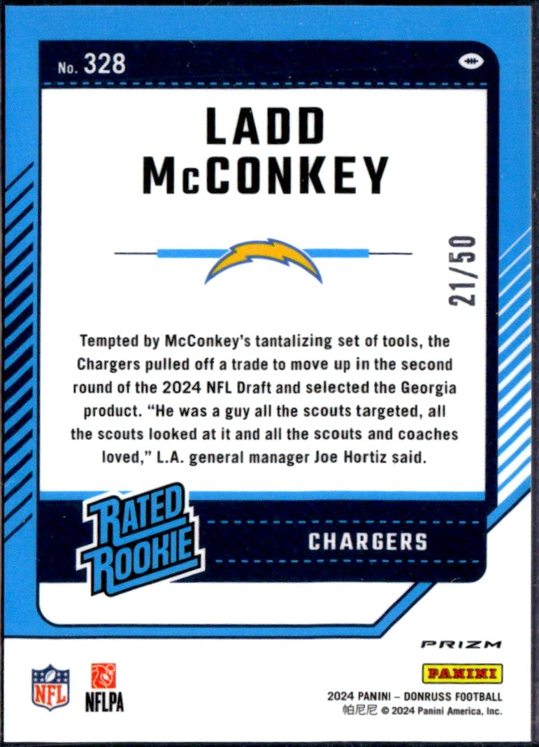 Ladd Mcconkey RC 2024 Donruss Optic Purple Prizm Rated Rookie SP 21/50-2