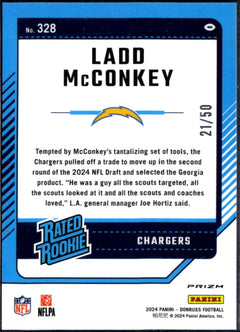 Ladd Mcconkey RC 2024 Donruss Optic Purple Prizm Rated Rookie SP 21/50-2