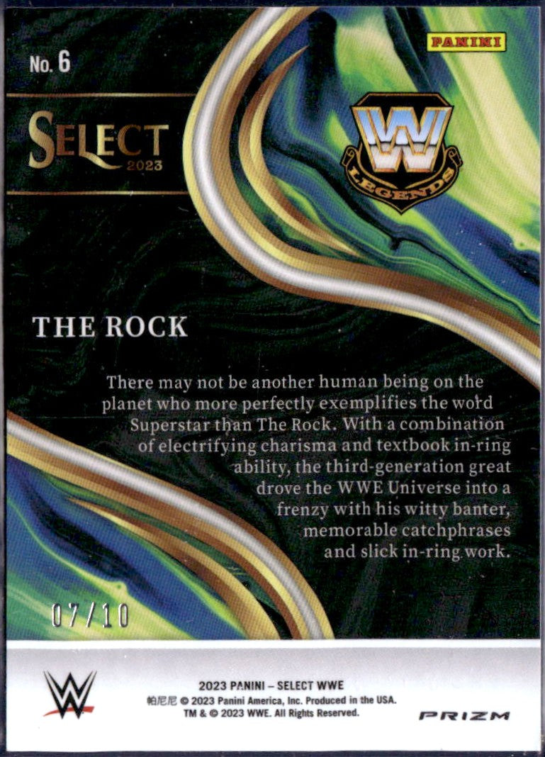 The Rock 2023 Panini Select WWE Gold Sensations SP 7/10