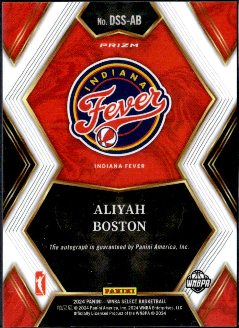 Aliyah Boston 2024 Panini Select WNBA Cracked Ice Draft Selections Auto