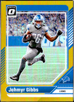 Jahmyr Gibbs RC 2024 Donruss Optic Gold Prizm SP 7/10-1