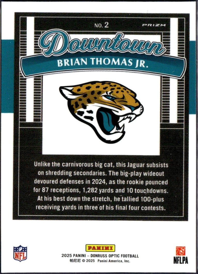 Brian Thomas Jr 2025 Donruss Optic Downtown! SSP #2-2