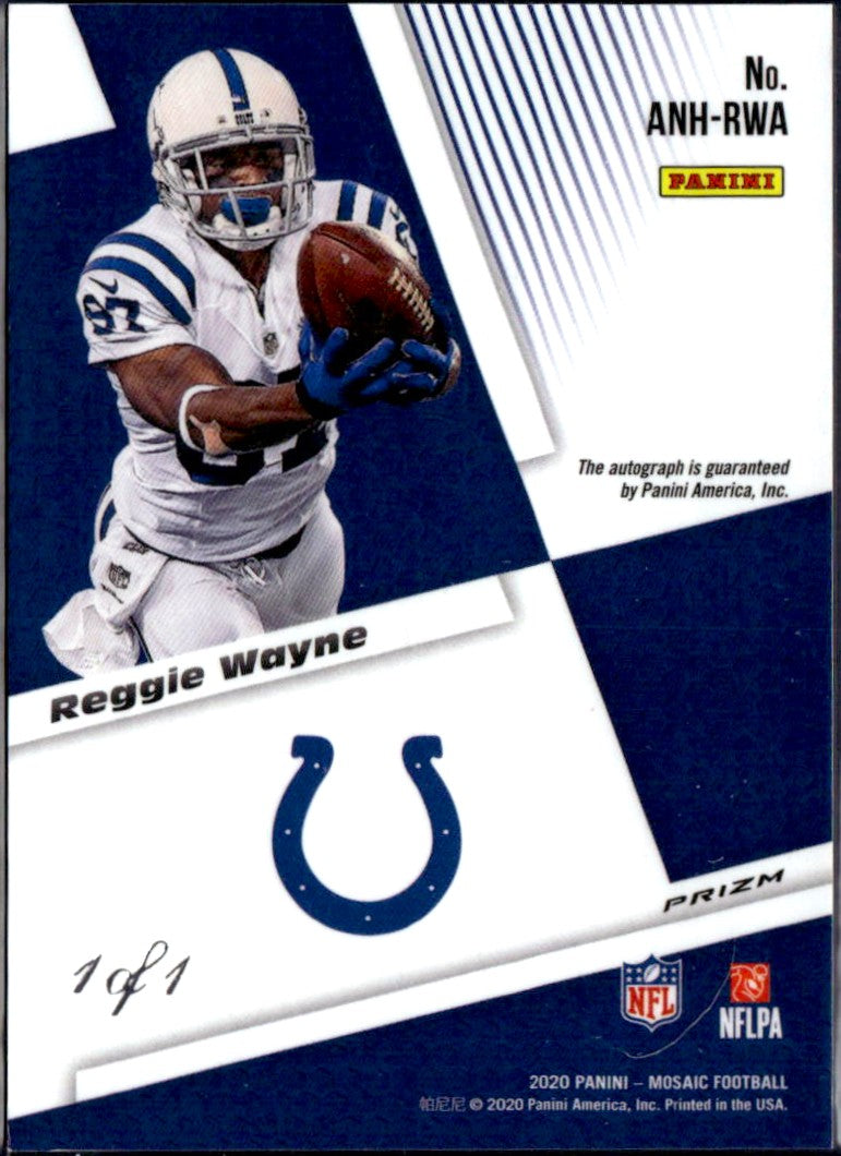 Reggie Wayne 2020 Panini Mosaic Black Disco No Huddle Auto SP 1/1-2