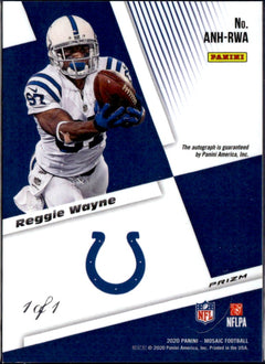 Reggie Wayne 2020 Panini Mosaic Black Disco No Huddle Auto SP 1/1-2