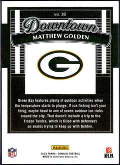 Matthew Golden RC 2025 Donruss Downtown! Rookie SSP #18-2