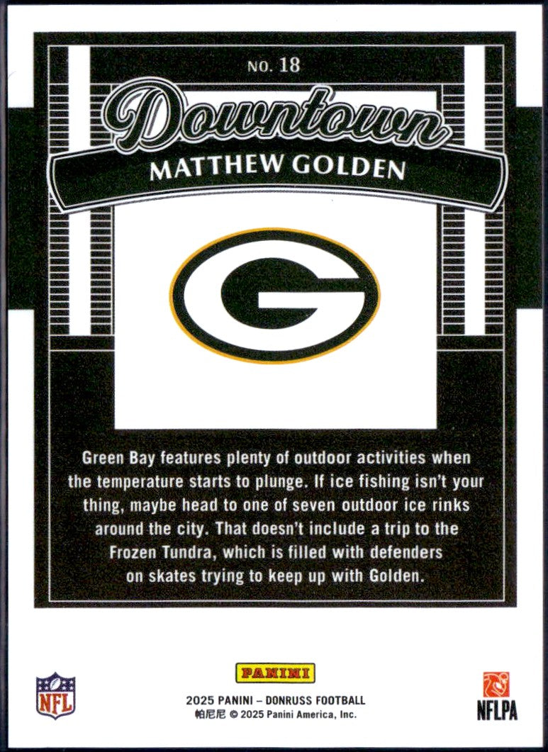 Matthew Golden RC 2025 Donruss Downtown! Rookie SSP #18
