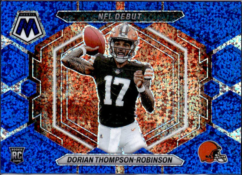 Dorian Thompson-Robinson RC 2023 Panini Mosaic Blue Sparkle NFL Debut Rookie SP 24/96-1