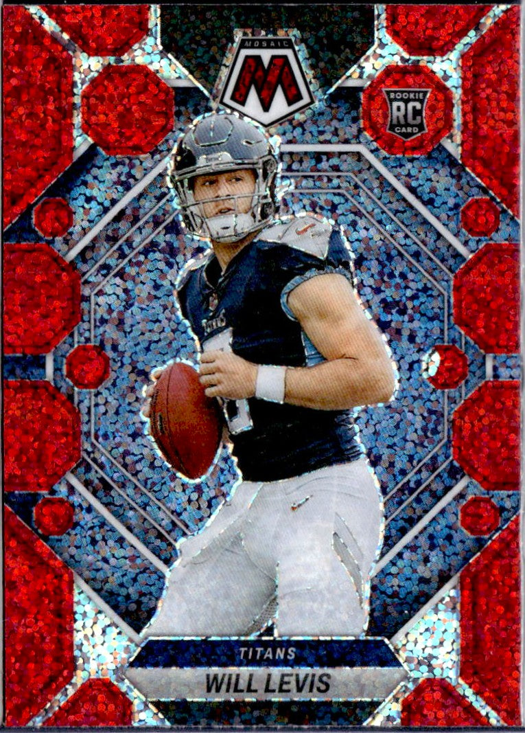 Will Levis RC 2023 Panini Mosaic Red Sparkle Rookie SSP #377