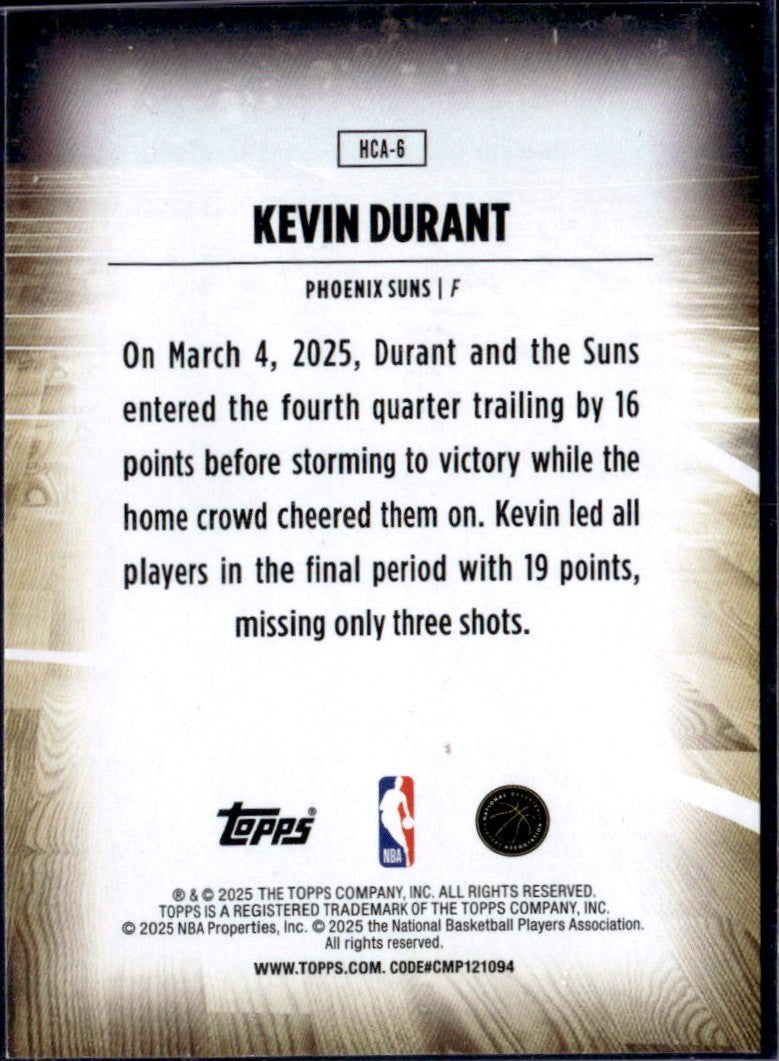 Kevin Durant 2025-26 Topps Home Court Advantage SSP
