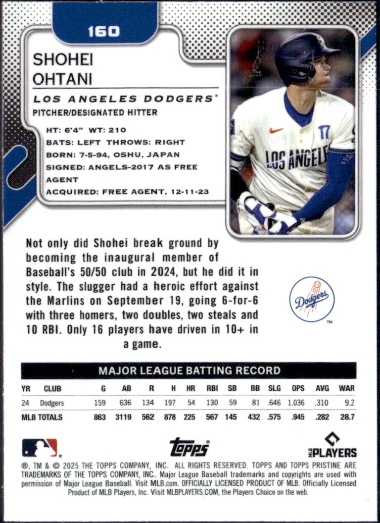 Shohei Ohtani 2025 Topps Pristine Teal Refractor SP 58/199