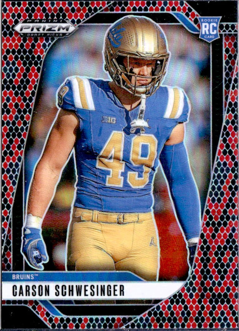 Carson Schwesinger RC 2025 Panini Prizm Snakeskin Rookie SSP #137