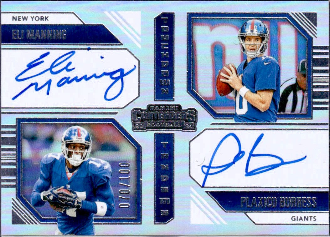 Eli Manning Plaxico Burress 2024 Panini Contenders Touchdown Tandems Dual Auto SP 70/100