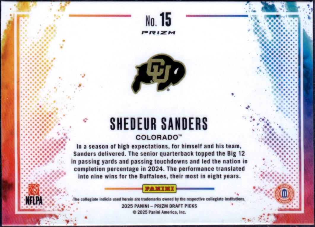 Shedeur Sanders RC 2025 Panini Prizm Draft Color Blast Rookie SSP #15