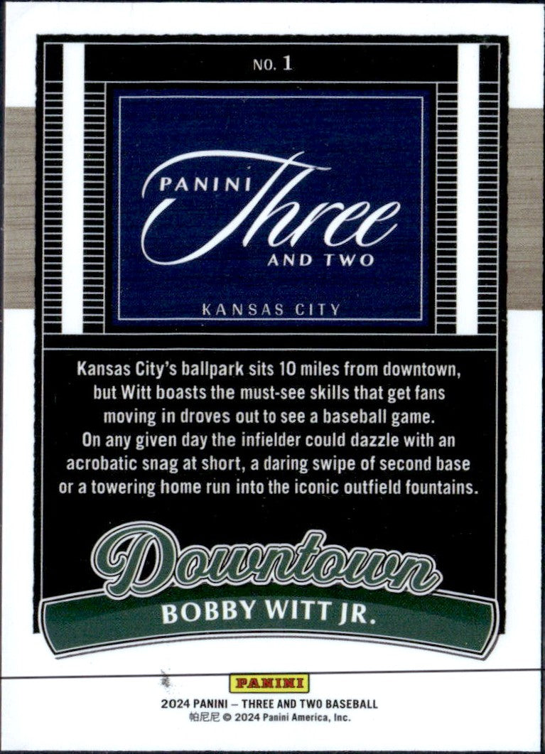 Bobby Witt Jr 2024 Panini Three And Two Downtown! SSP #1-2