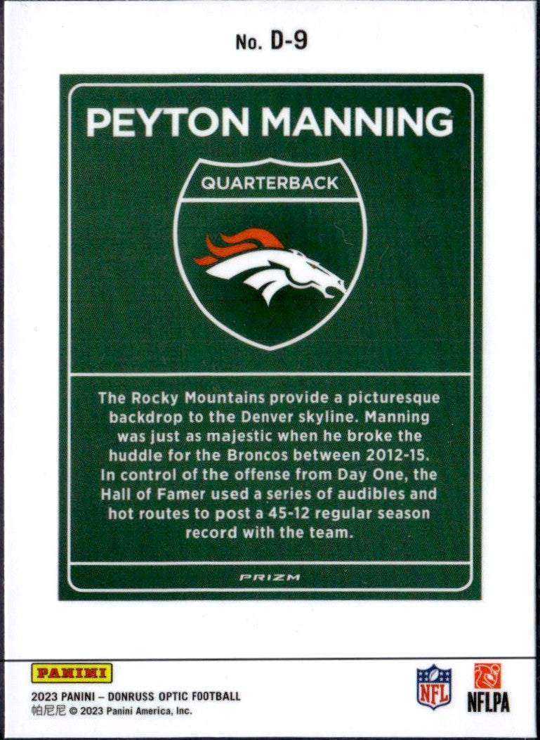Peyton Manning 2023 Donruss Optic Downtown SSP