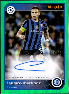 Lautaro Martinez 2024-25 Topps Merlin UEFA Green Auto SP 4/99-1