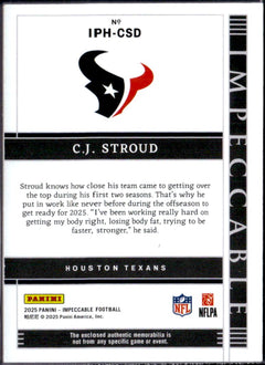 Cj Stroud 2025 Impeccable Silver Immense Jersey Patch SP 4/25-2
