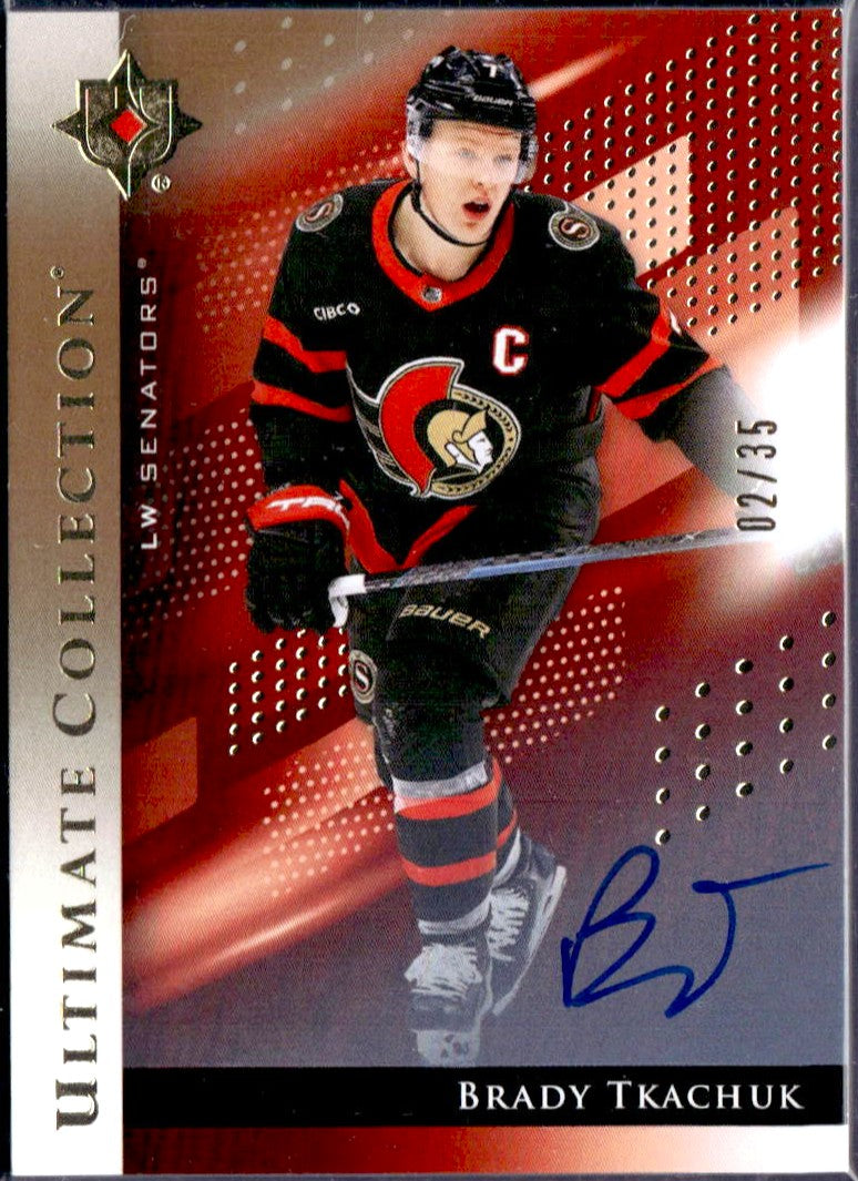 Brady Tkachuk 2024-25 Ud Ultimate Collection Gold Auto SP 2/35-1