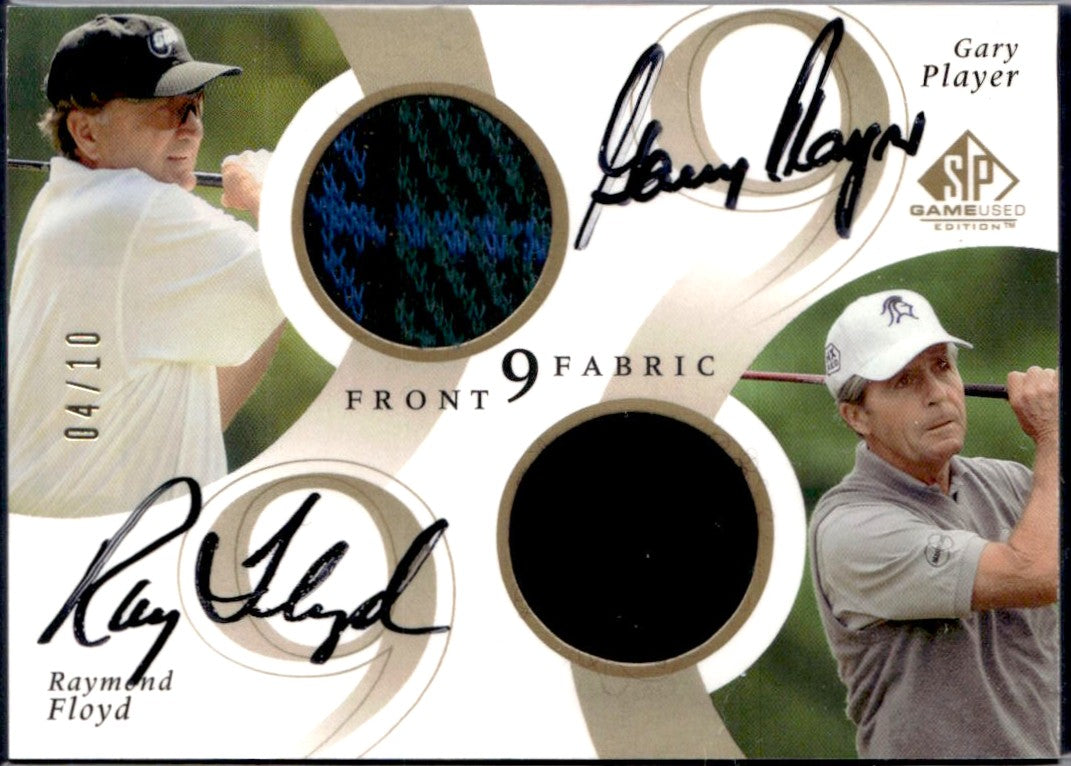 Gary Player Raymond Floyd 2002 Upper Deck SP Game Used Front 9 Fabrics Dual Patch Auto SP 4/10