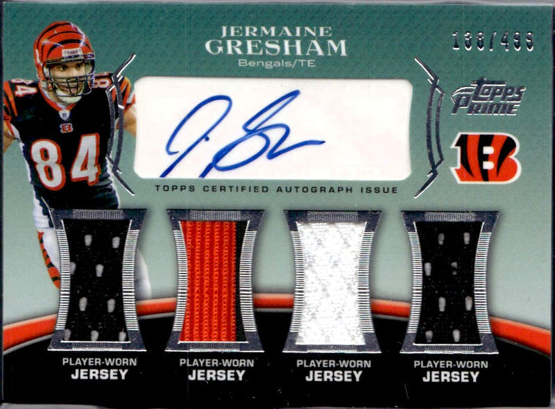 Jerome Gresham RC 2010 Topps Prime Quad Rookie Patch Auto SP 138/499-1