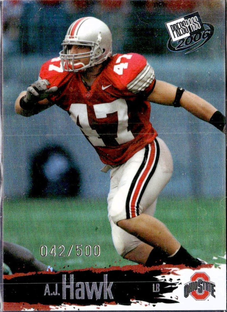 Aj Hawk RC 2006 Press Pass Holo Rookie SP 42/500-1