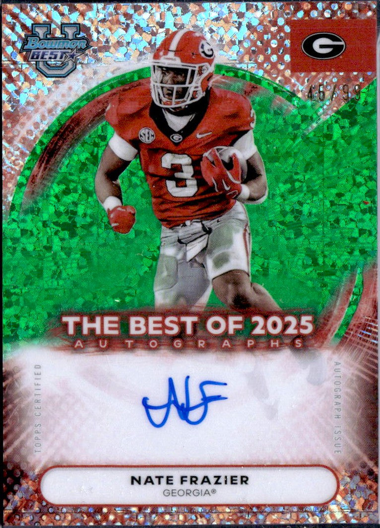 Nate Frazier RC 2025 Bowman U Best Green Mini Diamond Rookie Auto SP 45/99-1