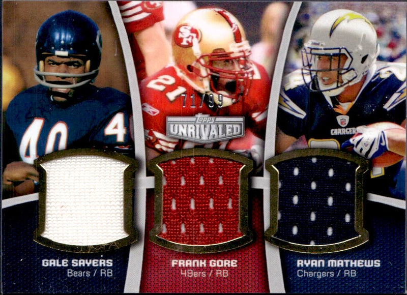 Sayers Gore Mathews 2010 Topps Unrivaled Triple Jersey Patch SP 71/99-1