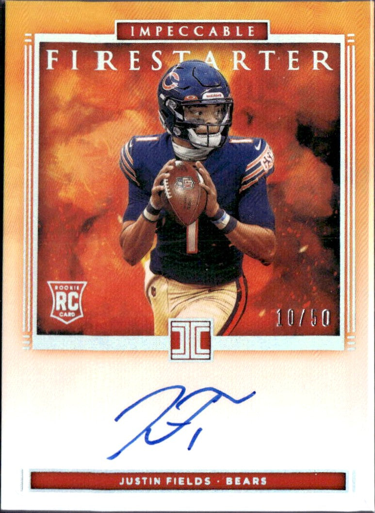Justin Fields RC 2021 Impeccable Firestarter Rookie Auto SP 10/50-1