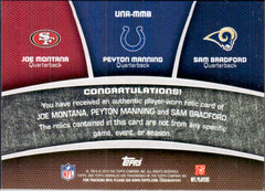 Montana Manning Bradford 2010 Topps Unrivaled Triple Jersey Patch SP 78/99-2