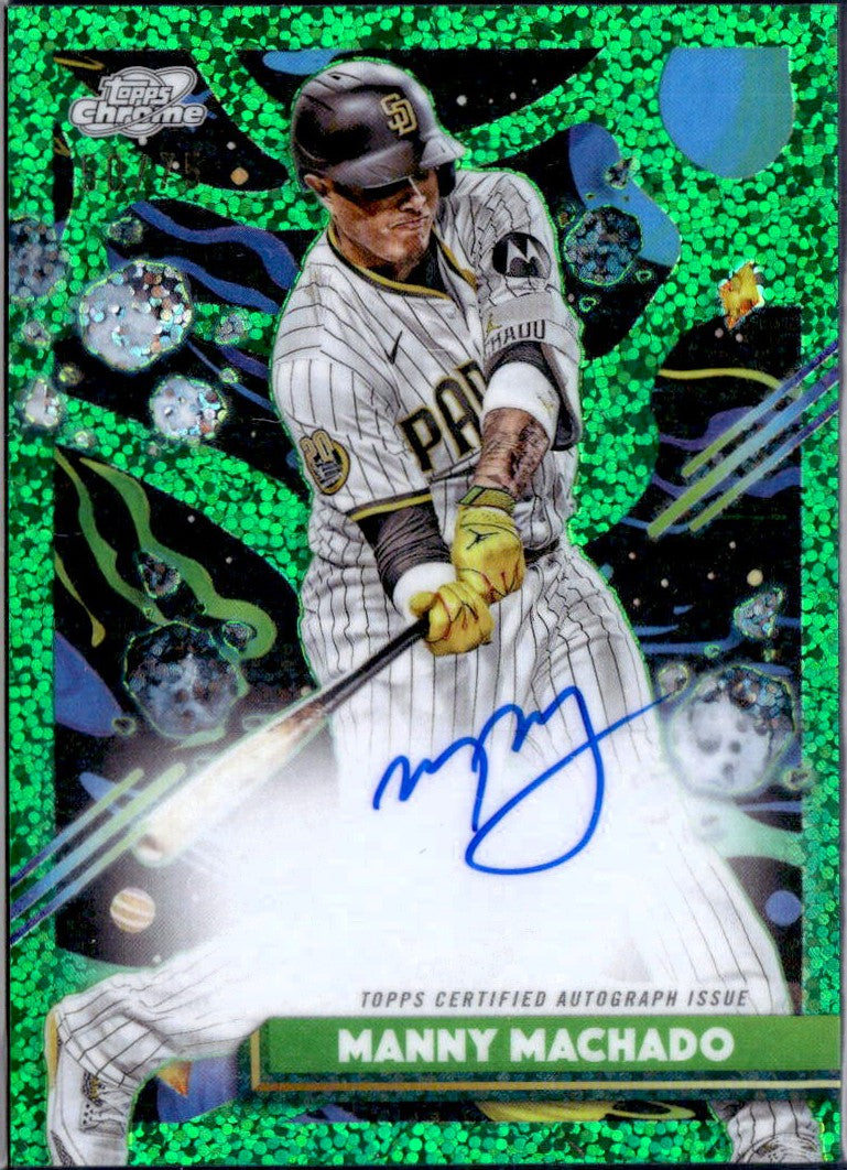 Manny Machado 2025 Topps Cosmic Chrome Green Space Dust Auto SP 50/75