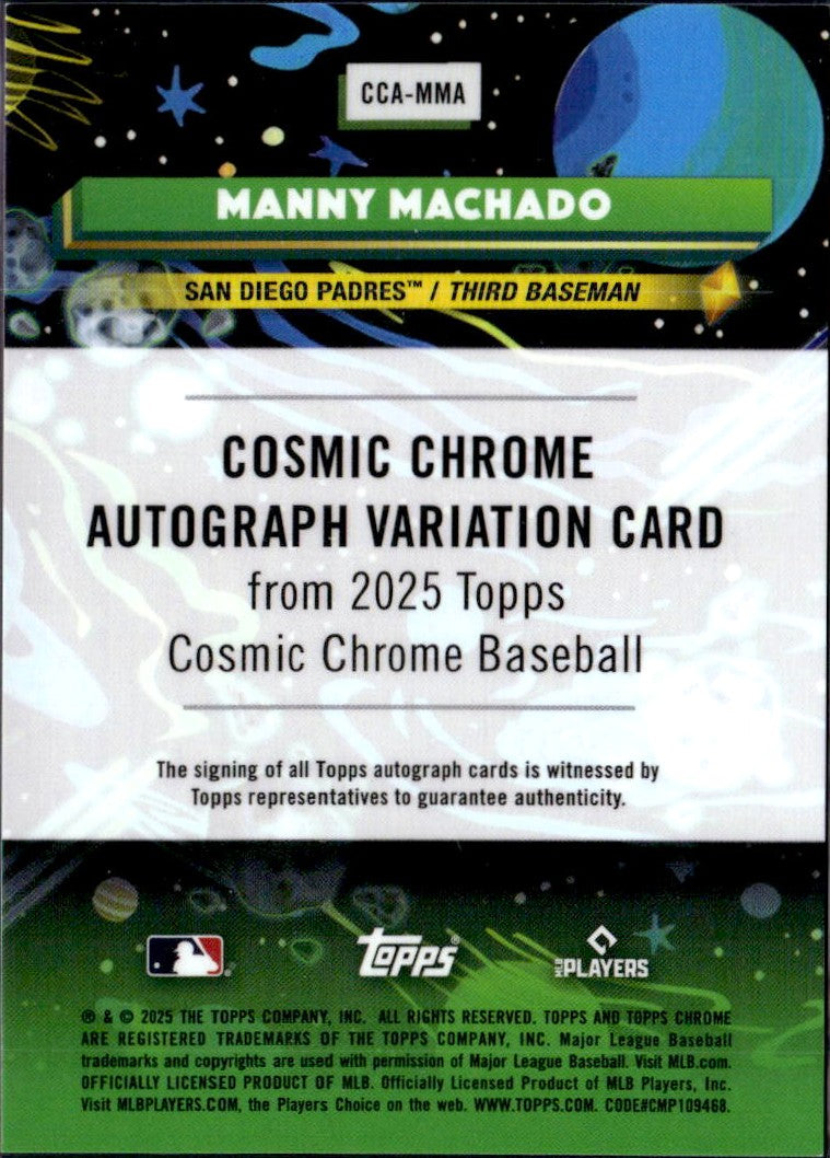 Manny Machado 2025 Topps Cosmic Chrome Green Space Dust Auto SP 50/75-2