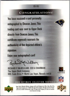 Deacon Jones 2005 Upper Deck Ultimate Collection On Card Auto SP 88/99-2